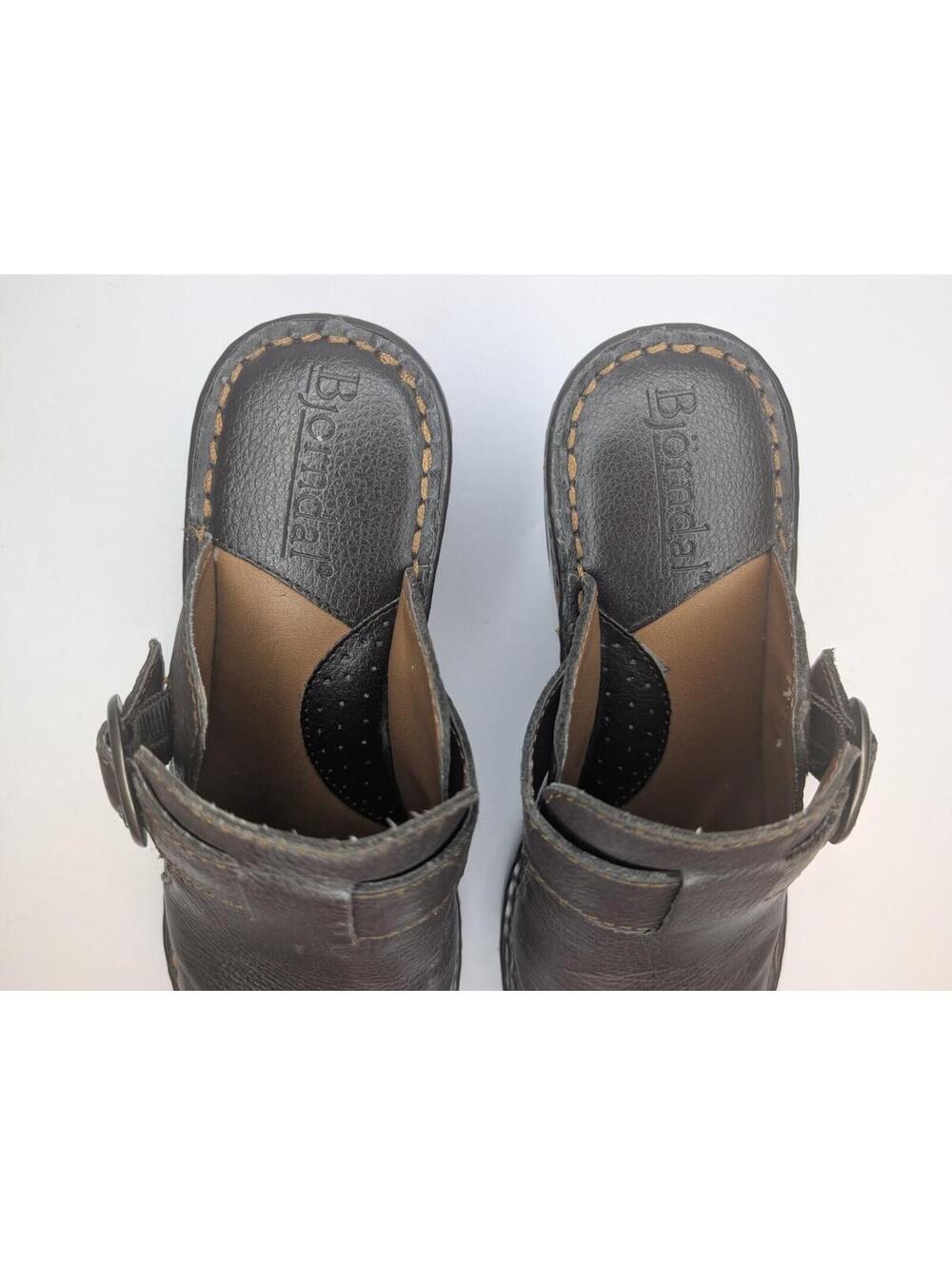 Bjorndal KellyAnne Womens 6M Shoes Mule Clog Wedge Sandal 136221 Brown Leather - Picture 7 of 9